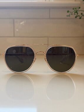 KREWE Baker Sunglasses in Gold Frame with Green Lenses